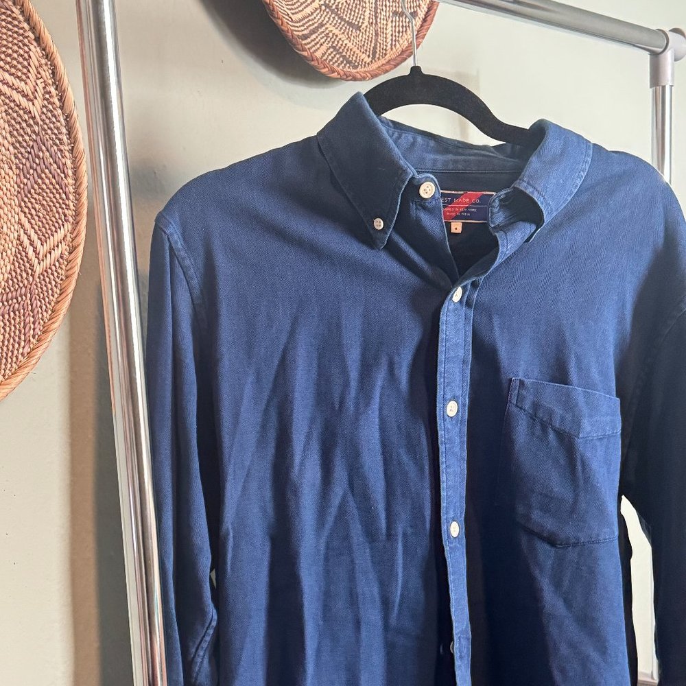 Best Made Co. Indigo Knit Work Button Down Shirt Mens